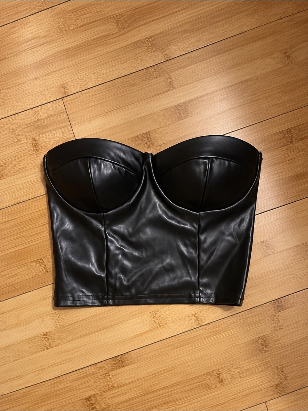 Strapless Faux Leather Bustier Top - Women's Tops